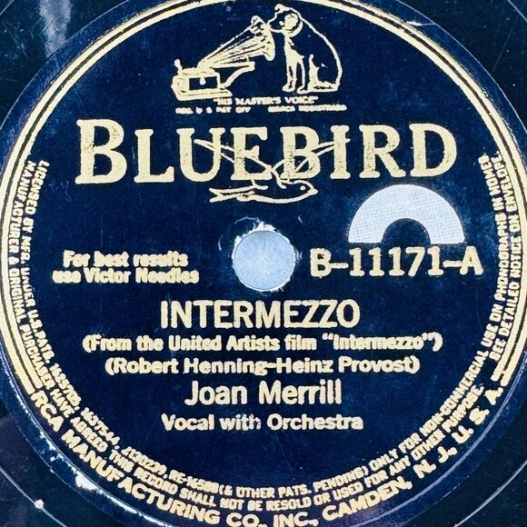 Joan Merrill - Intermezzo / Daddy - B-11171 Bluebird - 78 RPM 10" Shellac Record - Picture 2 of 4